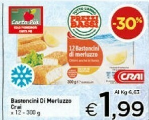 Crai Crai - 12 Bastoncini Di Merluzzo 300 G(ml) offerta