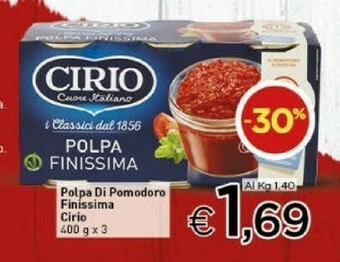 Crai Cirio Polpa Di Pomodoro La Finissima 210 G(ml) offerta
