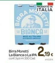 Carrefour Moretti Birra La Bianca Malti Chiari 330 G(ml) offerta