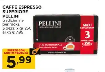 CAFFÈ ESPRESSO SUPERIORE PELLINI tradizionale per moka 3 pezzi x gr 250