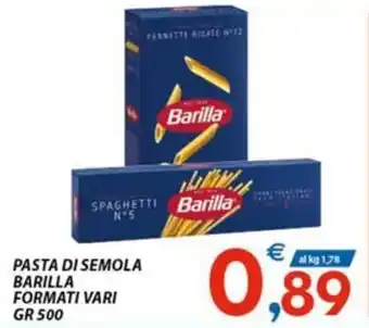 Vivo Supermercati PASTA DI SEMOLA BARILLA FORMATI VARI GR 500 offerta