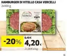 Coop HAMBURGER DI VITELLO CASA VERCELLI 2x100 g offerta