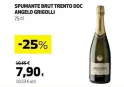 Coop SPUMANTE BRUT TRENTO DOC ANGELO GRIGOLLI 75 cl offerta