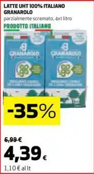 Coop LATTE UHT 100% ITALIANO GRANAROLO parzialmente scremato, 4x1 litro offerta