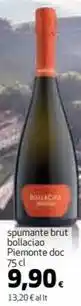 Coop spumante brut bollaciao Piemonte doc 75 cl offerta