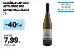 Coop GEWURZTRAMINER ALTO ADIGE DOC SANTA MAGDALENA 75 cl offerta