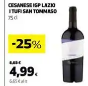 Coop CESANESE IGP LAZIO I TUFI SAN TOMMASO 75 cl offerta