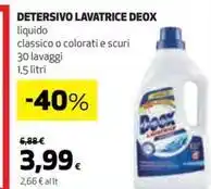 Coop DETERSIVO LAVATRICE DEOX liquido classico o colorati e scuri 30 lavaggi 1,5 litri offerta