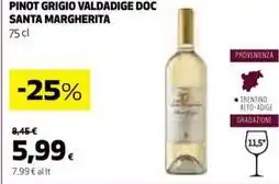 Coop PINOT GRIGIO VALDADIGE DOC SANTA MARGHERITA 75 cl offerta