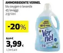 Coop AMMORBIDENTE VERNEL blu oxygen o lavanda 45 lavaggi 2.97 litri offerta