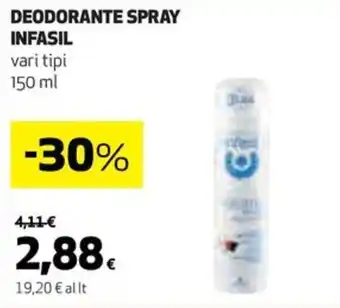 Coop DEODORANTE SPRAY INFASIL vari tipi 150 ml offerta