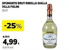 Coop SPUMANTE BRUT RIBOLLA GIALLA VILLA FOLINI 75 cl offerta
