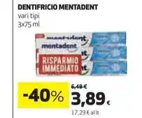 Coop DENTIFRICIO MENTADENT vari tipi 3x75 ml offerta