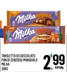 Despar TAVOLETTA DI CIOCCOLATO PAN DI ZENZERO/ MANDORLA MILKA 300G offerta