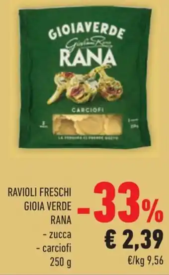 Conad RAVIOLI FRESCHI GIOIA VERDE RANA - zucca - carciofi 250 g offerta
