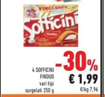 Conad 4 SOFFICINI FINDUS vari tipi surgelati 250 g offerta