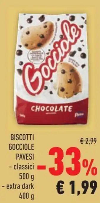 Conad BISCOTTI GOCCIOLE PAVESI - classici 500 g - extra dark 400 g offerta