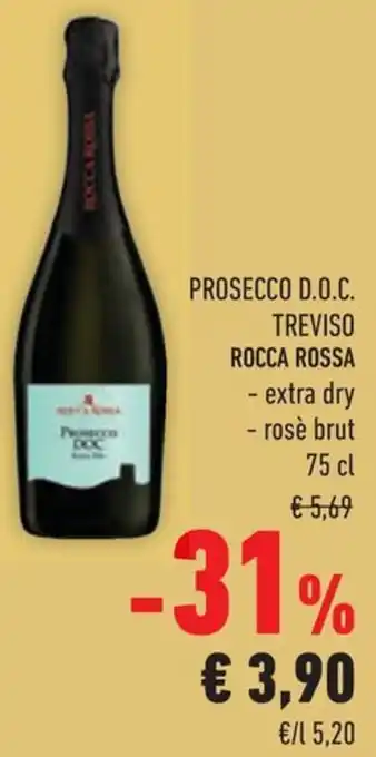 Conad PROSECCO D.O.C. TREVISO ROCCA ROSSA - extra dry - rosè brut 75 cl offerta