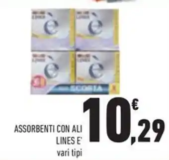Conad ASSORBENTI CON ALI LINES E vari tipi offerta