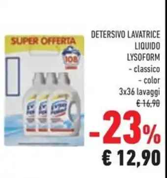 Conad DETERSIVO LAVATRICE LIQUIDO LYSOFORM - classico - color 3x36 lavaggi offerta