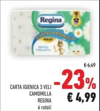 CARTA IGIENICA 3 VELI CAMOMILLA REGINA 6 rotoli
