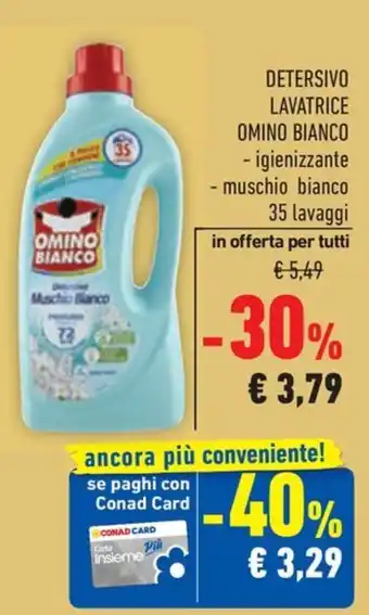Conad DETERSIVO LAVATRICE OMINO BIANCO - igienizzante - muschio bianco 35 lavaggi offerta