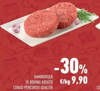 Conad HAMBURGER DI BOVINO ADULTO CONAD PERCORSO QUALITÀ offerta