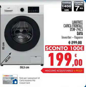 Conad LAVATRICE CARICA FRONTALE DSW-71423 DAYA Inverter - Vapore offerta