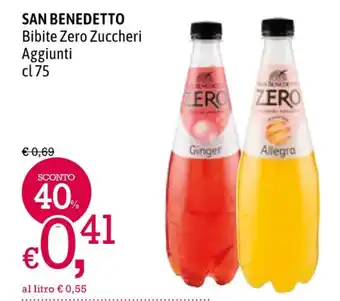 A&O SAN BENEDETTO Bibite Zero Zuccheri Aggiunti cl 75 offerta