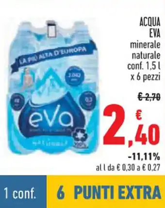 Conad ACQUA EVA minerale naturale conf. 1,5 l x 6 pezzi offerta
