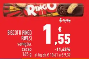 Conad BISCOTTI RINGO PAVESI vaniglia, cacao 165 g offerta