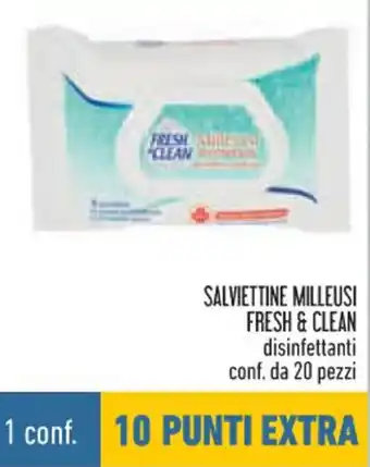 Conad SALVIETTINE MILLEUSI FRESH & CLEAN disinfettanti conf. da 20 pezzi offerta