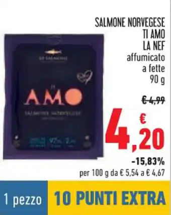 Conad SALMONE NORVEGESE TI AMO LA NEF affumicato a fette 90 g offerta