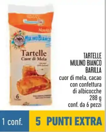 Conad TARTELLE MULINO BIANCO BARILLA cuor di mela, cacao con confettura di albicocche 288 g conf. da 6 pezzi offerta