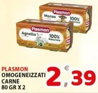 Premium Supermercati PLASMON OMOGENEIZZATI CARNE 80 GR X 2 offerta