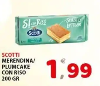 Premium Supermercati SCOTTI MERENDINA/ PLUMCAKE CON RISO 200 GR offerta