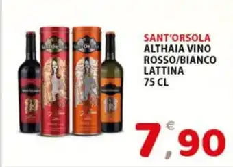 Premium Supermercati SANT'ORSOLA ALTHAIA VINO ROSSO/BIANCO LATTINA 75 CL offerta