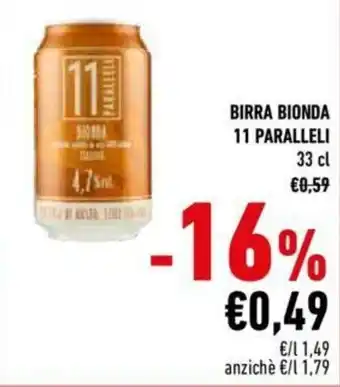 Conad City 11 Paralleli Birra Bionda 33cl offerta