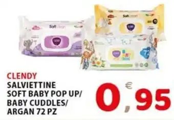 Premium Supermercati CLENDY SALVIETTINE SOFT BABY POP UP/ BABY CUDDLES/ ARGAN 72 PZ offerta