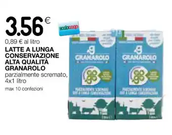 Coop LATTE A LUNGA CONSERVAZIONE ALTA QUALITÀ GRANAROLO parzialmente scremato, 4x1 litro offerta