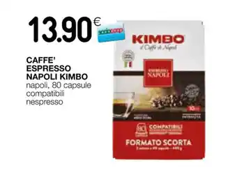 Coop CAFFE' ESPRESSO NAPOLI KIMBO napoli, 80 capsule compatibili nespresso offerta