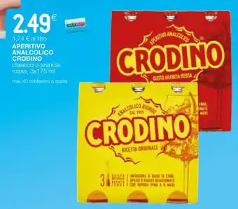 Coop APERITIVO ANALCOLICO CRODINO classico o arancia rossa, 3x175 ml offerta