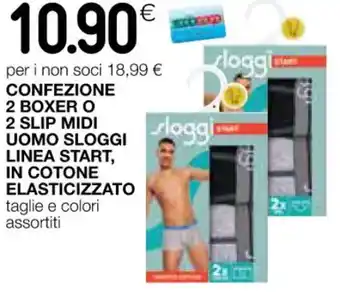 Coop 2 BOXER O 2 SLIP MIDI UOMO SLOGGI LINEA START, IN COTONE ELASTICIZZATO taglie e colori assortiti offerta