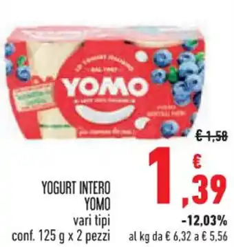 Conad Superstore YOGURT INTERO YOMO vari tipi conf. 125 g x 2 pezzi offerta