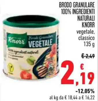 Conad Superstore BRODO GRANULARE 100% INGREDIENTI NATURALI KNORR vegetale, classico 135 g offerta