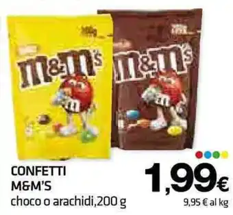 CONFETTI M&M'S choco o arachidi, 200 g