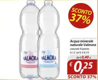Acqua minerale naturale Valmora naturale-frizzante It.1,5