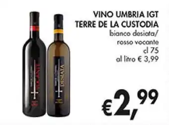 Coal VINO UMBRIA IGT TERRE DE LA CUSTODIA bianco desiata/ cl 75 offerta