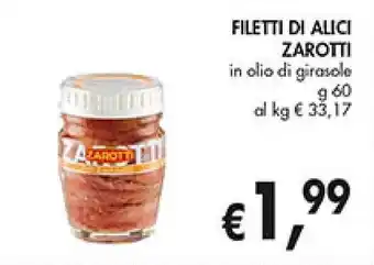 Coal FILETTI DI ALICI ZAROTTI in olio di girasole g 60 offerta