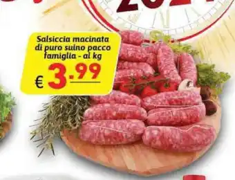 Ipercarni Salsiccia macinata di puro suino pacco famiglia -al kg offerta